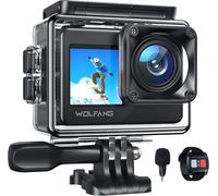 WOLFANG Caméra Sport 4K 20MP WiFi GA120, Caméra sous-Marine étanche 40M pour la Plongée en Apnée, Deux Écrans,Caméra Sport Grand Angle 170 °,EIS, Microphone Externe, Télécommande
