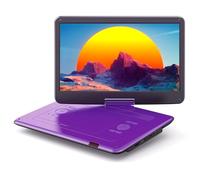 WOLFANG Lecteur DVD Portable 17,5" avec Grand écran HD 15,6", Batterie 5000 mAh, sans Restriction régionale, Deux Haut-parleurs stéréo, Prend en Charge Les Cartes USB/SD/Sync-TV/projecteur, Violet