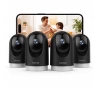 WOLFANG Lot de 4 Caméras Intérieures 2K pour Animaux Wi-Fi 2 4 GHz Détection de Mouvement Vision Nocturne Alexa/Google