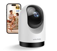 WOLFANG WS03 Caméra de Surveillance WiFi Intérieure 2K 3MP, Caméra PTZ 360° avec Suivi Automatique, Audio Bidirectionnel, Vision Nocturne, Compatible avec Alexa & Google Home