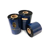 Wolfbarco Lot de 12 rouleaux de ruban de transfert thermique en cire/résine compatible avec les imprimantes Zebra, TEC, INTERMEC, Citizen, TSC, GODEX, Argox Noir 60 mm x 450 m