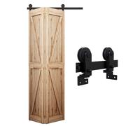 Wolfbird 2.5ft / 76cm Rail Porte Coulissante Pliante Kit Roulette Suspendue Systeme de porte coulissante pliante, kit de porte pliante pour ouverture de porte de 50-66cm