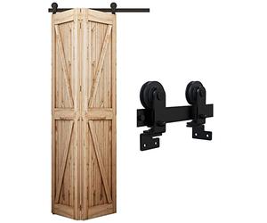 Wolfbird 3.3ft / 100cm Rail Porte Coulissante Pliante Kit Roulette Suspendue Systeme de porte coulissante pliante, kit de porte pliante pour ouverture de porte de 80-90cm