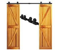 WOLFBIRD 300cm (10FT) Kit de Rail pour Porte Coulissante, Quincaillerie Porte Double Coulissante Kit Système de Porte Coulissante (Forme de T)