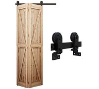 Wolfbird 4ft / 122cm Rail Porte Coulissante Pliante Kit Roulette Suspendue Systeme de porte coulissante pliante, kit de porte pliante pour ouverture de porte de 90-110cm