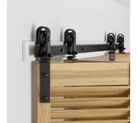 WOLFBIRD 6FT/1.8M Rail Porte Coulissante Pliante Kit Roulette Suspendue Systeme de porte coulissante pliante pour des ouvertures de porte de 150-160cm