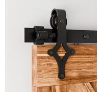 WOLFBIRD Kit de Quincaillerie Porte de Grange 224cm-7.5FT Kit de Rail Pour Système Porte Coulissante Avec Guide de Plancher Réglable Pour Porte en Bois