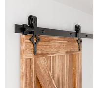 WOLFBIRD Kit de Quincaillerie Porte de Grange 246cm-8FT Kit de Rail Pour Système Porte Coulissante Avec Guide de Plancher Réglable Pour Porte en Bois