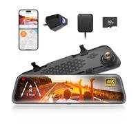 WOLFBOX 12" 4K Rétroviseur Dash Cam avec caméra de recul,2160P Full HD Rétroviseur, 5.8GHz WiFi, Avant et Arrière Double Lentille Dashcam Voiture, Aide au Stationnement, Carte 32 Go et GPS (G840S)