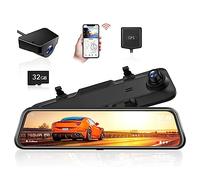 WOLFBOX 12" Dashcam Retroviseur sans Fil 2,5K, GPS Camera Voiture pour Camion, WiFi Dashcam Voiture 1080P avec Recul, Moniteur de Stationnement et Carte 32GB (G840H)