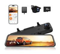 WOLFBOX 12'' G840H 2.5K Dashcam Rétroviseur avec ADAS et BSD, 5.8GHz WiFi Rétroviseur Caméra de Recul, Commande Vocale, Moniteur de Stationnement, Carte 32GB, GPS, Enregistrement en Boucle