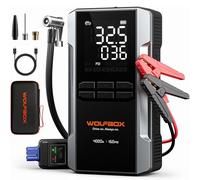 WOLFBOX Booster Batterie Voiture 4000A, 24000mAh avec Compresseur Air 160PSI, Démarreur Portable 12V pour Moteur Essence 10L/Diesel 10L, Charge Rapide 65W, Jump Starter, Écran LED