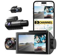 WOLFBOX Dashcam 3 Canaux, WiFi, GPS, Vision Nocturne Super IR