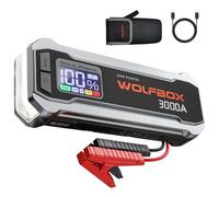 WOLFBOX Démarreur de démarrage 3000 A, Batterie de Voiture 12 V avec écrans LCD, Chargeur Rapide 65 W, Batterie Portable 16 000 mAh (Moteur Diesel 8 L à gaz 6 L) avec amplificateur, lumière LED