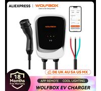 WOLFBOX EV Station de charge Type 2 7KW 32A 1 phase véhicule électrique chargeur de voiture Wallbox avec écran LCD APP contrôle carte RFID 7KW 32A 1Phase 5m
