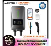 WOLFBOX EV Station de recharge W3 Type 2 7KW 32A 1 phase véhicule électrique chargeur de voiture Wallbox avec écran LCD APP contrôle carte RFID 7KW 32A 1Phase 5m