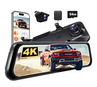WOLFBOX G850 Pro Caméra 4K ADAS BSD, rétroviseur Intelligent WiFi 5,8 GHz