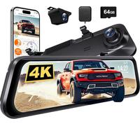 WOLFBOX G850 PRO Dashcam miroir 4K avec ADAS et BSD, commande vocale intelligente Wi-Fi 5,8 GHz, caméra arrière 12 pouces, carte 64 Go, GPS, capteur de gravité, enregistrement en boucle