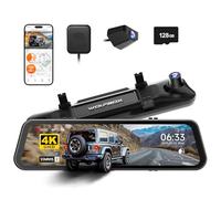 WOLFBOX G900 Pro 12" Dashcam Rétroviseur avec STARVIS 2 IMX678, 4K+2.5K retroviseur Interieur Voiture Camera, 5.8GHz WiFi, Carte 128GB Gratuite, Contrôle Vocal, Capteur G, GPS, Enregistrement Boucle