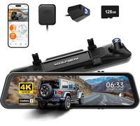WOLFBOX G900 PRO Dashcam rétroviseur avec capteur 8 MP STARVIS IMX678, caméra rétroviseur 12 pouces avec vision arrière 2,5K et avant 4K, carte SD 128 Go incluse, commande vocale, Wi-Fi 5,8 GHz, enreg