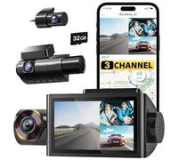 WOLFBOX i07 Dashcam Voiture, caméra 3 canaux pour Voiture avec WiFi GPS,4K+1080P pour l'avant & l'intérieur, 2,5K 1600P+1080P+1080P,3" LCD Super-IR Vision Nocturne,24 Heures Moniteur de Parking