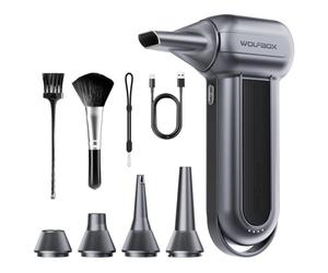 WOLFBOX MF100 Souffleur Air Comprimé,Souffleur PC 150 000 tr/min - Moteur Sans Balais Rechargeable, 3 Vitesses, Pour Nettoyage PC/Clavier/Voiture (Intérieur & Extérieur)