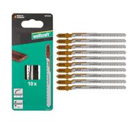 wolfcraft 10 lames de scie sauteuse - coupe courbe fine, coupe miroir - lame HCS avec queue en T - idéale pour le bois dur et le bois tendre - profondeur de coupe 50 mm - 8019100
