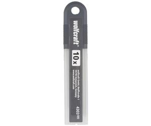 wolfcraft 10 Lames Sécables Pro 18 mm - Jeu de Lames de Rechange Acier | Épaisseur 0,5 mm, compatibles avec cutters standards, fournies avec boîte de rangement pratique, 4303000