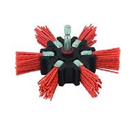 wolfcraft 1512000 1 Brosse Soucoupe Ø 100 mm, Fil Nylon à Gros Grains Longueur 20 mm, Queue 6 Pans 1/4" (6,35) Argent