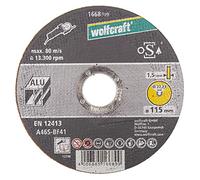 wolfcraft 1668999 1 Disques à Tronçonner L'aluminium Ø 115 mm, Alésage Ø 22,2 mm, Épaisseur Du Disque 1,5 mm, Selon en 12413 Argent