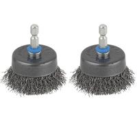 "wolfcraft 2108000 (L) cepillo metálico en forma de copa, vástago hexagonal 1/4"" (6,35 mm) PACK 1",argent (Lot de 2)