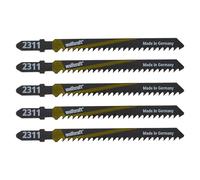 wolfcraft 2361000 5 Lames de Scie Sauteuse Hcs Queue en T Longueur Dentée 75 Mm Dents Avoyées Et Rectifées Pas de Dents 3 Mm argent