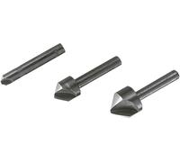 Wolfcraft 2504000 Jeu de fraises coniques 3 pièces 6 mm, 12 mm, 16 mm acier à métaux tige cylindrique 1 set