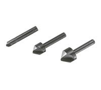 Wolfcraft 2504000 Jeu de fraises coniques 3 pièces 6 mm, 12 mm, 16 mm acier à métaux tige cylindrique 1 set