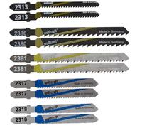 wolfcraft 2655000 Lot de 10 Lames de scie sauteuse queue en T HCS/HSS argent