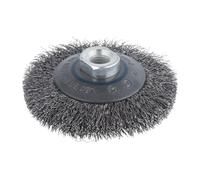 Wolfcraft Brosse conique 2705000 en fil d'acier ondulé – Filetage M14, Ø 100 mm, Long. 15 mm