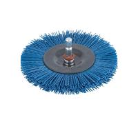 wolfcraft 2727000 1 Brosse Circulaire Ø 100 mm, Fil Nylon à Grains Fins Longueur 10 mm, Queue 6 Pans 1/4" (6,35) Argent