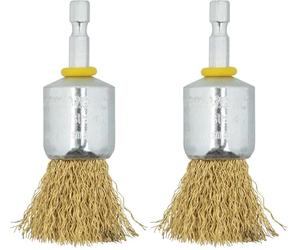 wolfcraft 2738000 Brosse laiton pinceau queue 6 pans 1/4" Ø 25 mm (Lot de 2)