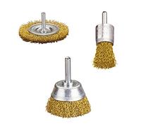 wolfcraft 2739000 Lot de 3 Brosses en Laiton queue ronde Ø 6 mm Vert