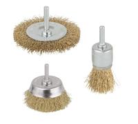 Wolfcraft Brosses en laiton 2739000 – Lot de 3 – Queue ronde Ø 6 mm – Vert