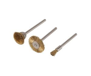 wolfcraft 2740000 Lot de 3 Mini-brosses en Laiton/tige 2,35 mm