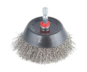 wolfcraft 2746000 Brosse Inox soucoupe queue 6 pans 1/4" 6,35 x ø 75 mm