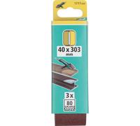 wolfcraft 3 bandes abrasives en tissu grain 80 40 x 303
