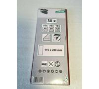 wolfcraft 8411000 (L) hojas de lija corindón grano 40,80,120, sin perforación PACK 30 argent