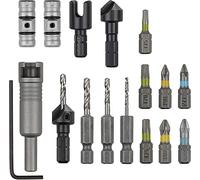wolfcraft 3086000 Coffret Flipbit 3-1 - Perçage, Fraisage et Vissage - 17 pièces