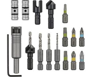wolfcraft 3086000 Coffret Flipbit 3-1 - Perçage, Fraisage et Vissage - 17 pièces