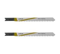wolfcraft 3541000 2 Lames de Scie Sauteuse Hcs Queue en U Longueur Dentée : 75 Mm Denture en Opposition Dents Avoyées Rectifiées Pas de Dents 2 Mm Dos Conique,argent
