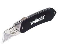 wolfcraft 4124000 1 Couteau de Poche Longueur 90 Mm à Lame Rétractable avec Clip Ceinture argent
