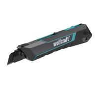 wolfcraft 4290000 - Cutter à lame sécable PRO SAFETY, 18 mm - Cutter professionnel ultra-tranchant avec une ergonomie optimale pour les gauchers et les droitiers