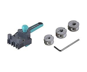 Wolfcraft 4640000 Guide de Perçage Bois pour Assemblage par Tourillons Ø 6, 8, 10 mm & 2755000 3 butées de Profondeur Pour Tous Les Forets Ø 6 8 10 Mm + Clé Hexagonale argent